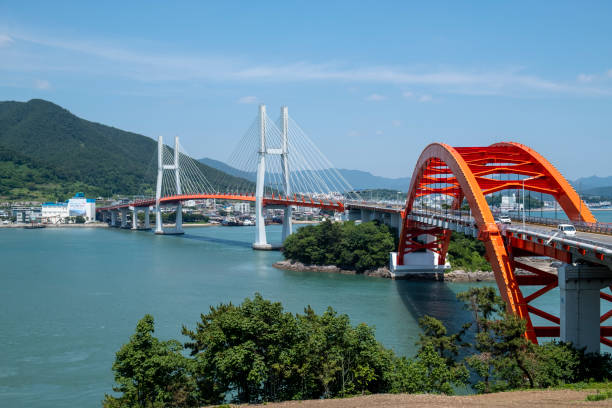 istock Panoramic view of bridge, sea and islands 979946196