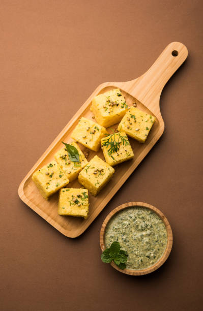 istock Chana Dal Dhokla served with mint chutney, selective focus 979946746