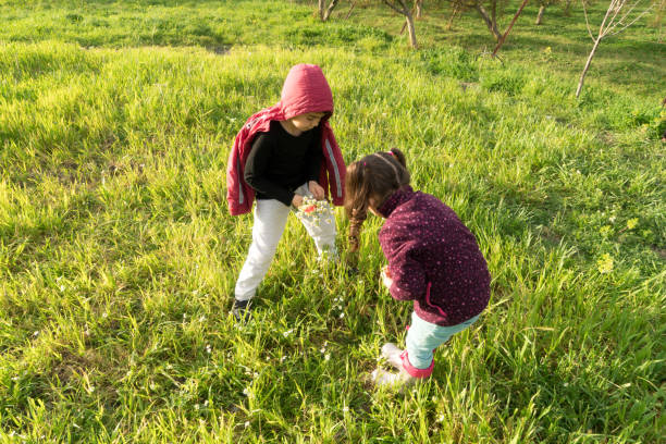 Kids playing in garden Mugla, Turkey