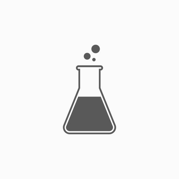 значок колбы - beaker flask laboratory glassware research stock illustrations