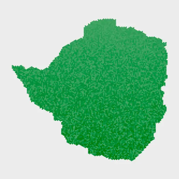 Vector illustration of Zimbabwe Country Map Green Hexagon Pattern