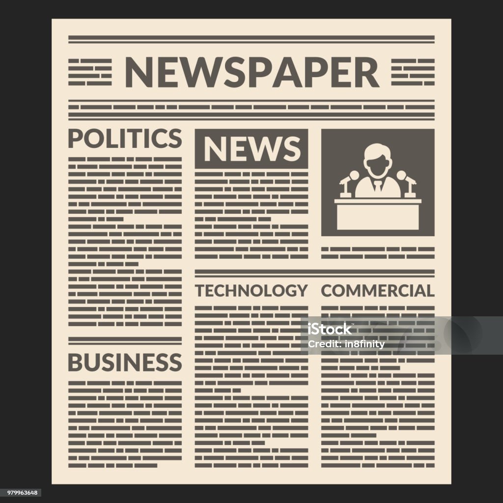 Vintage Newspaper Template Vector Stock Illustration Download Image