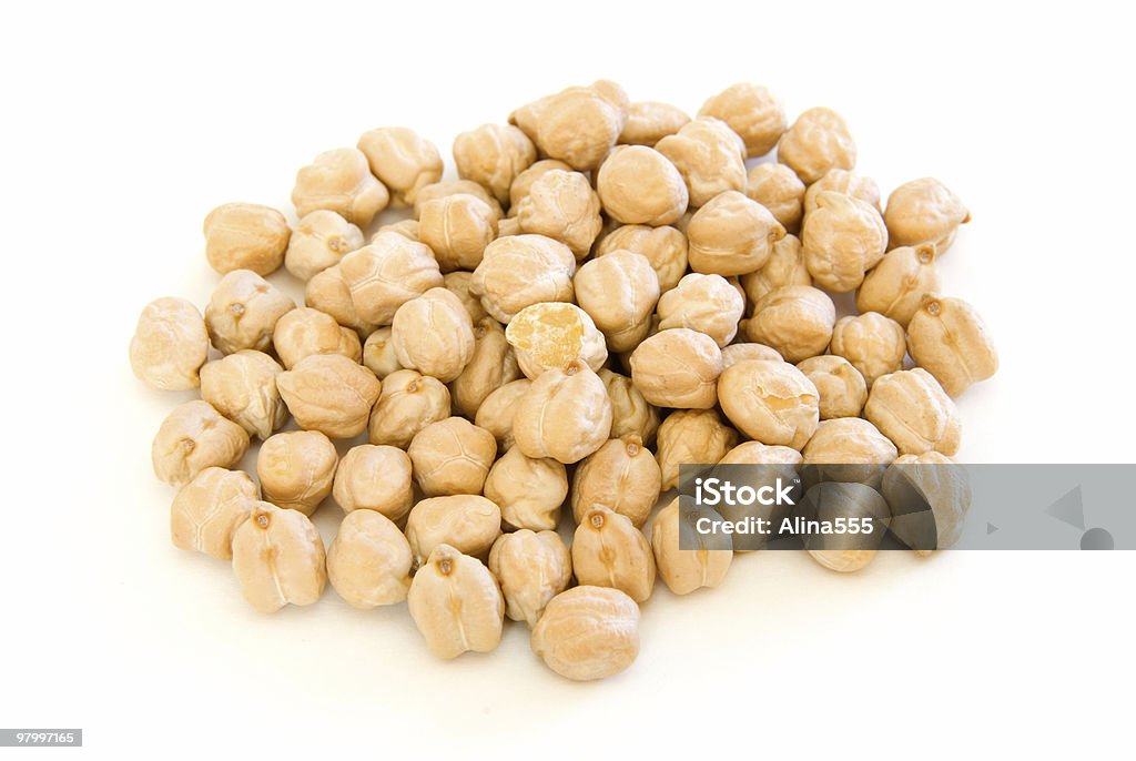 Pile of garbanzo beans on white  Bean Stock Photo