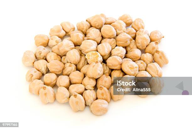 Pile Of Garbanzo Beans On White Stock Photo - Download Image Now - Bean, Chick-Pea, Color Image
