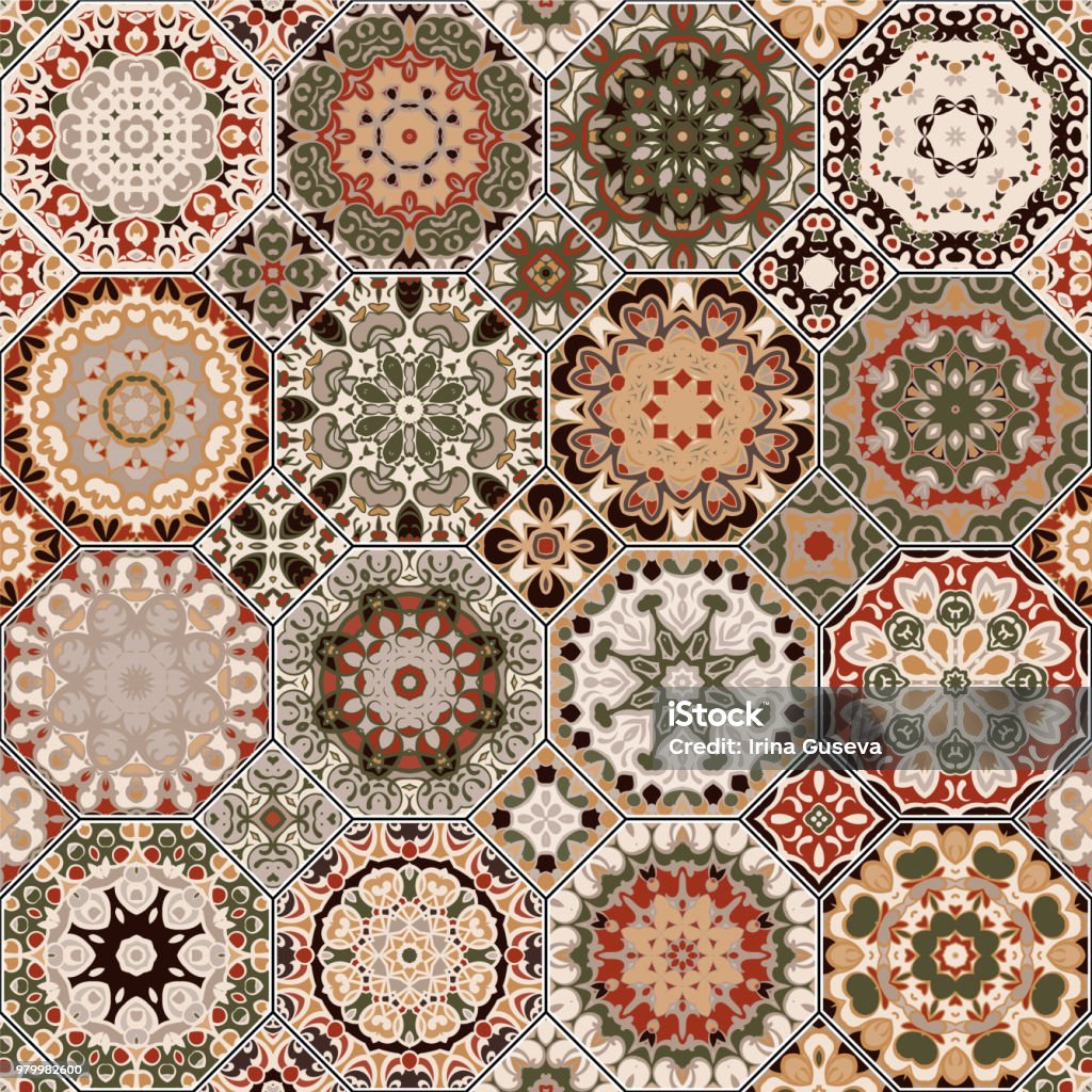 Octagonal Motif Set Of Octagonal And Square Patterns Stock Illustration - Download ...