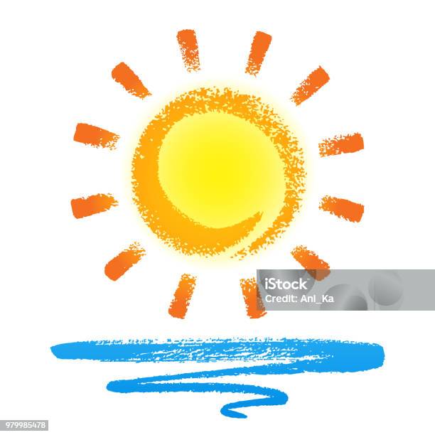 Sun And Wave Stock Illustration - Download Image Now - Sunlight, Sun, Chalk Drawing