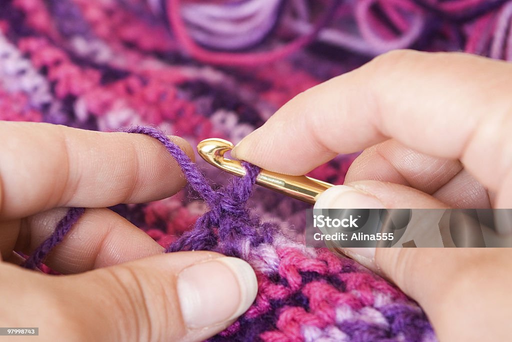 시계바늘 crocheting - 로열티 프리 뜨개질하기 스톡 사진