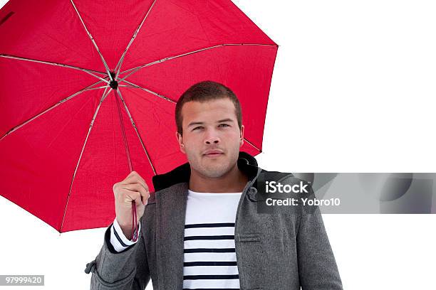 Fashionable Male Under An Umbrella Stock Photo - Download Image Now - 20-24 Years, 20-29 Years, Adult