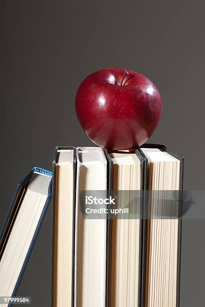 Apple And Books Stock Photo - Download Image Now - Apple - Fruit, Book, Color Image
