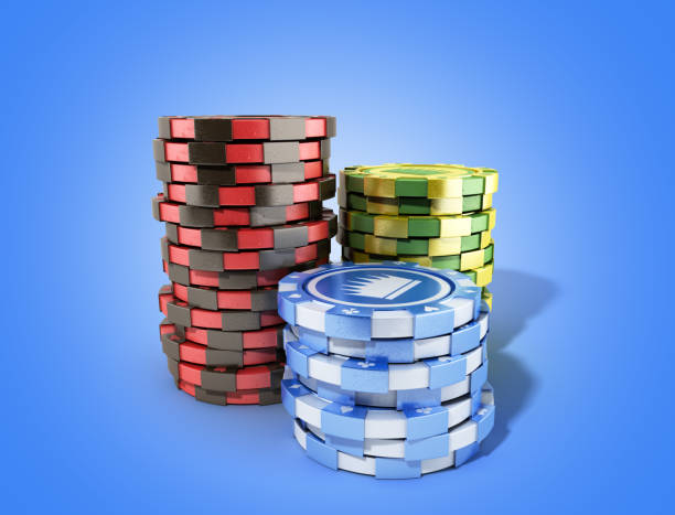 istock casino color chips isolated on white realistic 3d render objects on blue 980008010