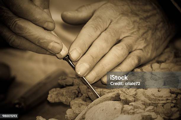 Artists Hands Carving Closeup Sepia Toned Stock Photo - Download Image Now - Art, Artist, Carpenter