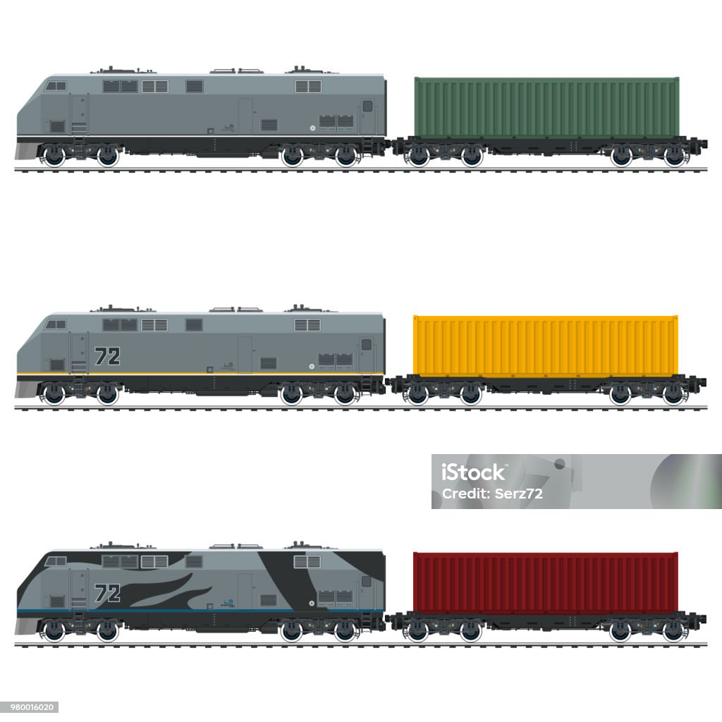 Freight Train Example Three Types Of Freight Train Stock Illustration - Download Image Now ...