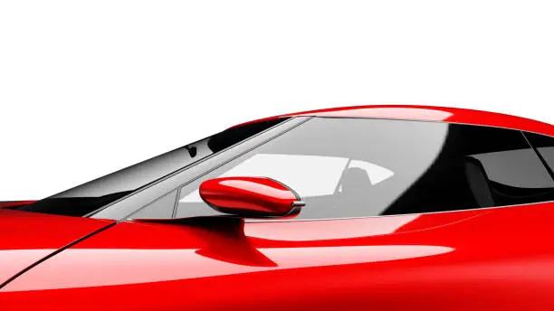 mirror of  red sportscar studio shot, car of my own design, legal to use.