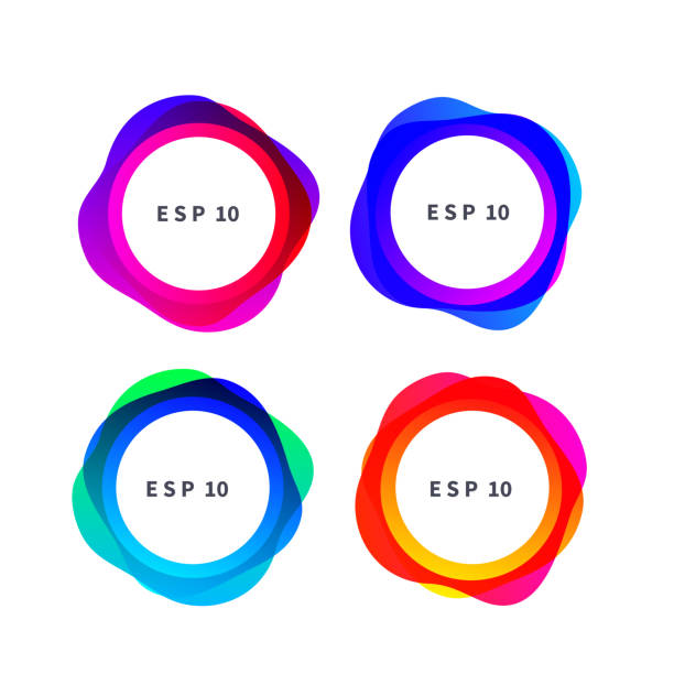 современные градиентные цветовые рамки - mixing abstract circle multi colored stock illustrations