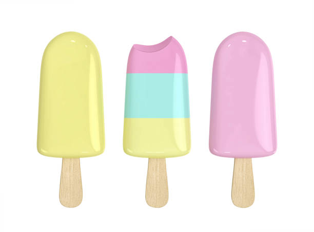 Fruit ice cream on a stick isolated on white