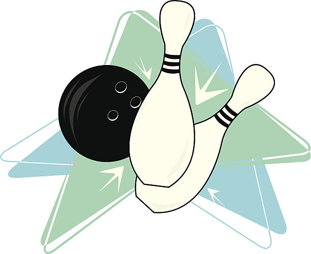 Fuly editable vector illustration of a retro bowling scene against a boomerang backdrop. See my gallery for more in this series.