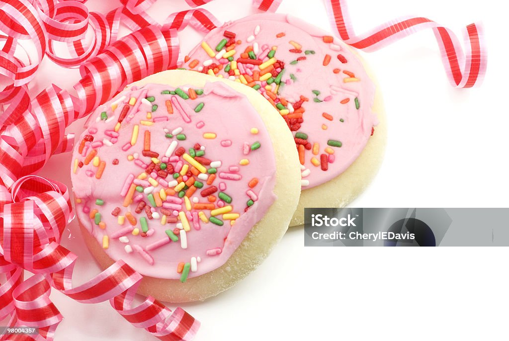 Party Pink Frosted Sugar Cookies  Baked Stock Photo
