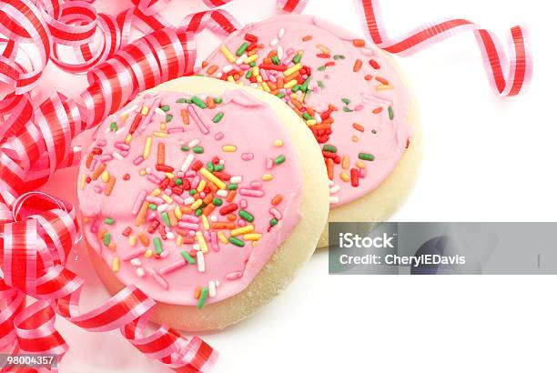 Party Pink Frosted Sugar Cookies Stock Photo - Download Image Now - Baked, Celebration, Color Image
