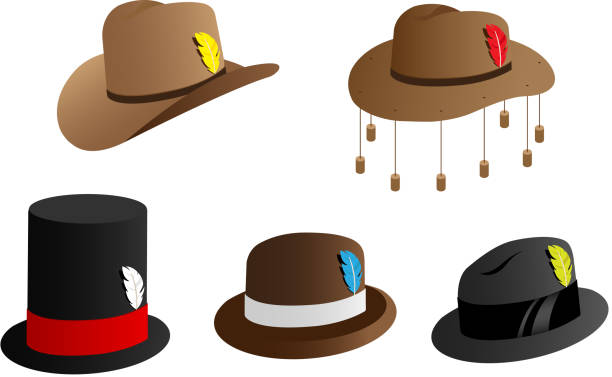 ilustraciones, imágenes clip art, dibujos animados e iconos de stock de sombrero iconos de - australian culture illustrations