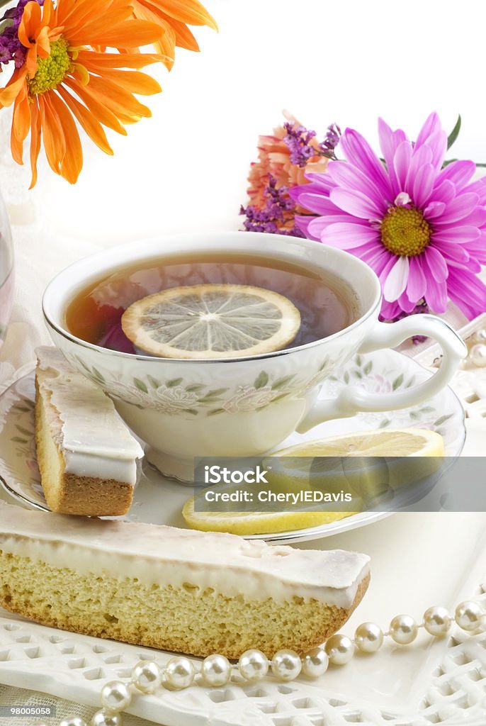 Sunny Tea Party con limón Biscotti - Foto de stock de Al horno libre de derechos