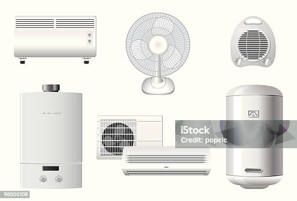 Aparelhos De Uso Doméstico Aquecimento E De Ar Condicionado - Arte vetorial de stock e mais imagens de Ar-condicionado