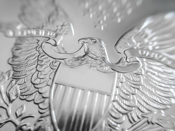 istock Macro close up of a pure Silver Bullion coin 980058006