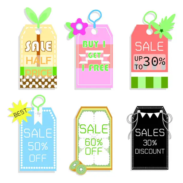 Vector illustration of the set of tag price