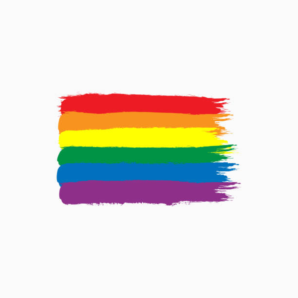 ilustrações, clipart, desenhos animados e ícones de bandeira de arco-íris da comunidade lgbt, desenhada à mão, com pincel duro. desenho, pintura em aquarela, grunge. - single line creativity paint red