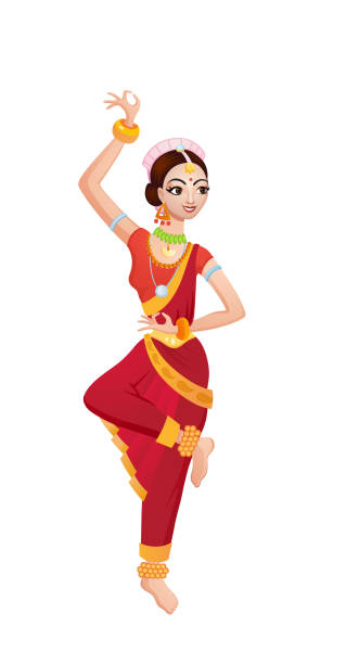 Ethnic Dance Of Cartoon Indian Girl Stock Illustration - Download Image Now  - Adult, Art, Artist - iStock