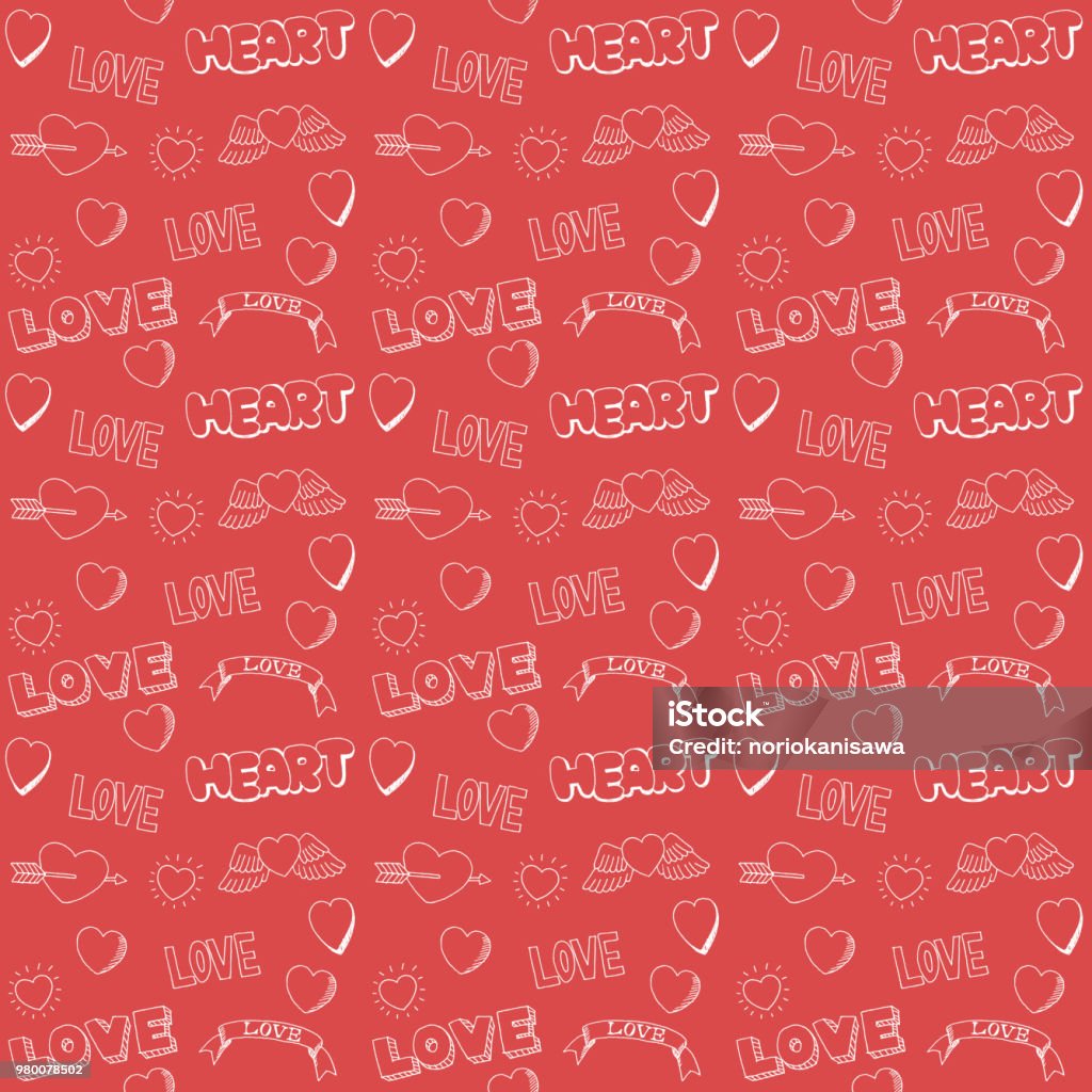 Handwritten heart seamless pattern This is handwritten heart seamless pattern. Analog stock illustration