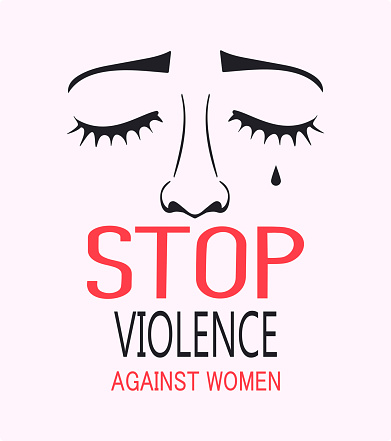 La Donna Piange Con Il Testo Stop Violence Against Women Simple Design -  Immagini vettoriali stock e altre immagini di Poster - iStock