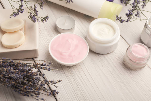 istock Various skincare products on white wood 980091420
