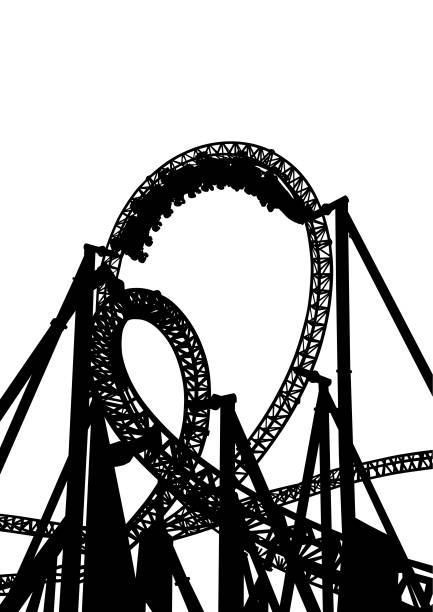 Roller coaster High roller coaster for a ride on a white background rollercoaster stock illustrations