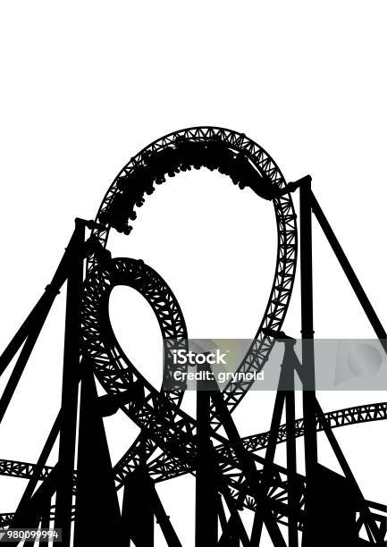 Roller Coaster Stock Illustration - Download Image Now - Rollercoaster, In Silhouette, Vector