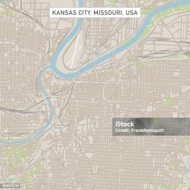 Kansas City Missouri Us City Street Map Stock Illustration - Download Image Now - Kansas City - Missouri, Map, City Map