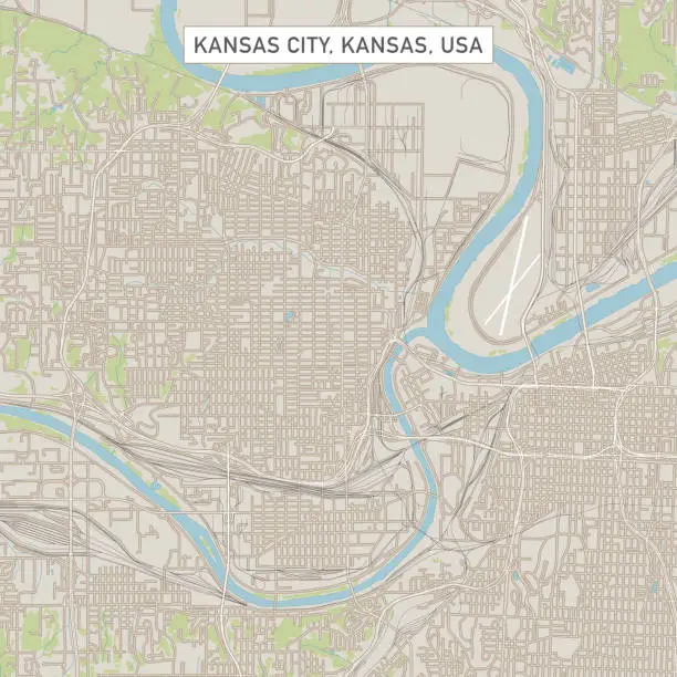 Vector illustration of Kansas City Kansas US City Street Map