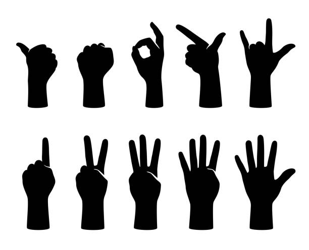hand gesticulate symbol set, vector illustration hand gesticulate symbol set, vector illustration index finger illustrations stock illustrations