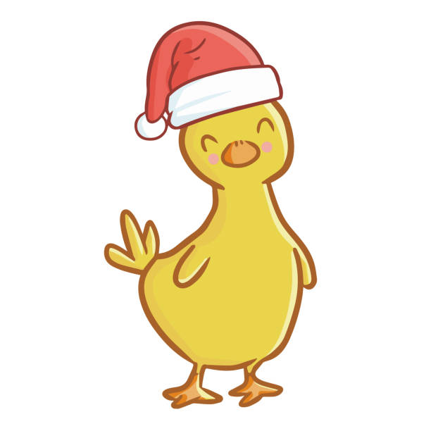 istock Cute and funny little yellow duck wearing Santa's hat 980122250