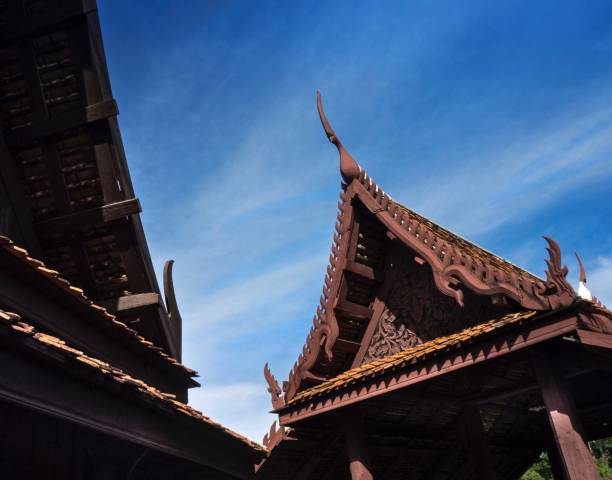istock Thai Traditional Houses On Blue Sky Background 980123668
