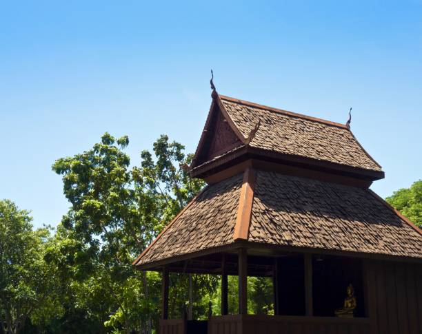 istock Thai Traditional Houses On Blue Sky Background 980124338