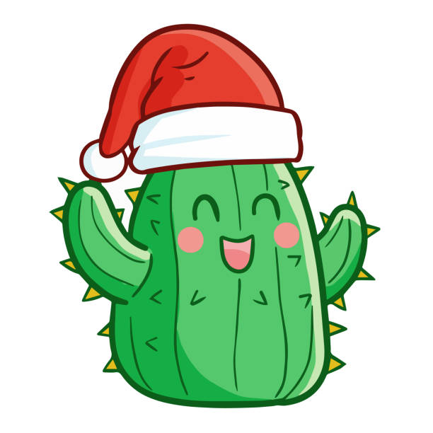 istock Cute and funny fat cactus wearing Santa's hat for Christmas and smiling 980126278