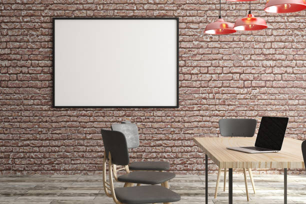 istock Modern conference room with banner and laptop 980131044