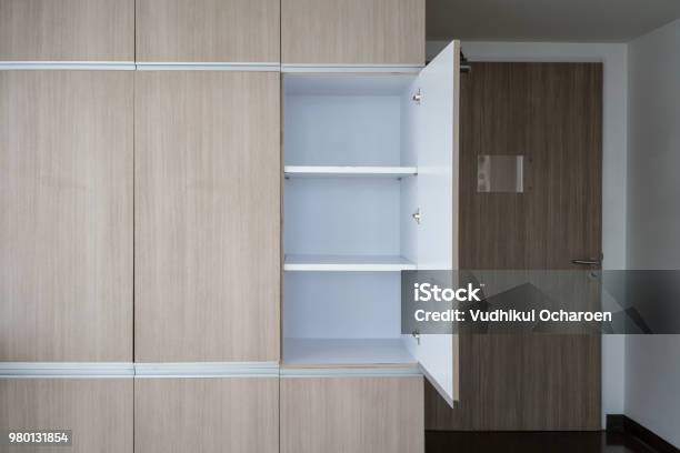 Contemporary Modern Fully Fitted Wooden Storage Cabinet For Interior Design Stock Photo - Download Image Now
