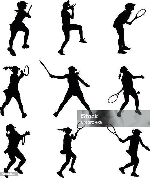 Active Female Tennis Player Stock Illustration - Download Image Now - Tennis, Women, Icon Symbol