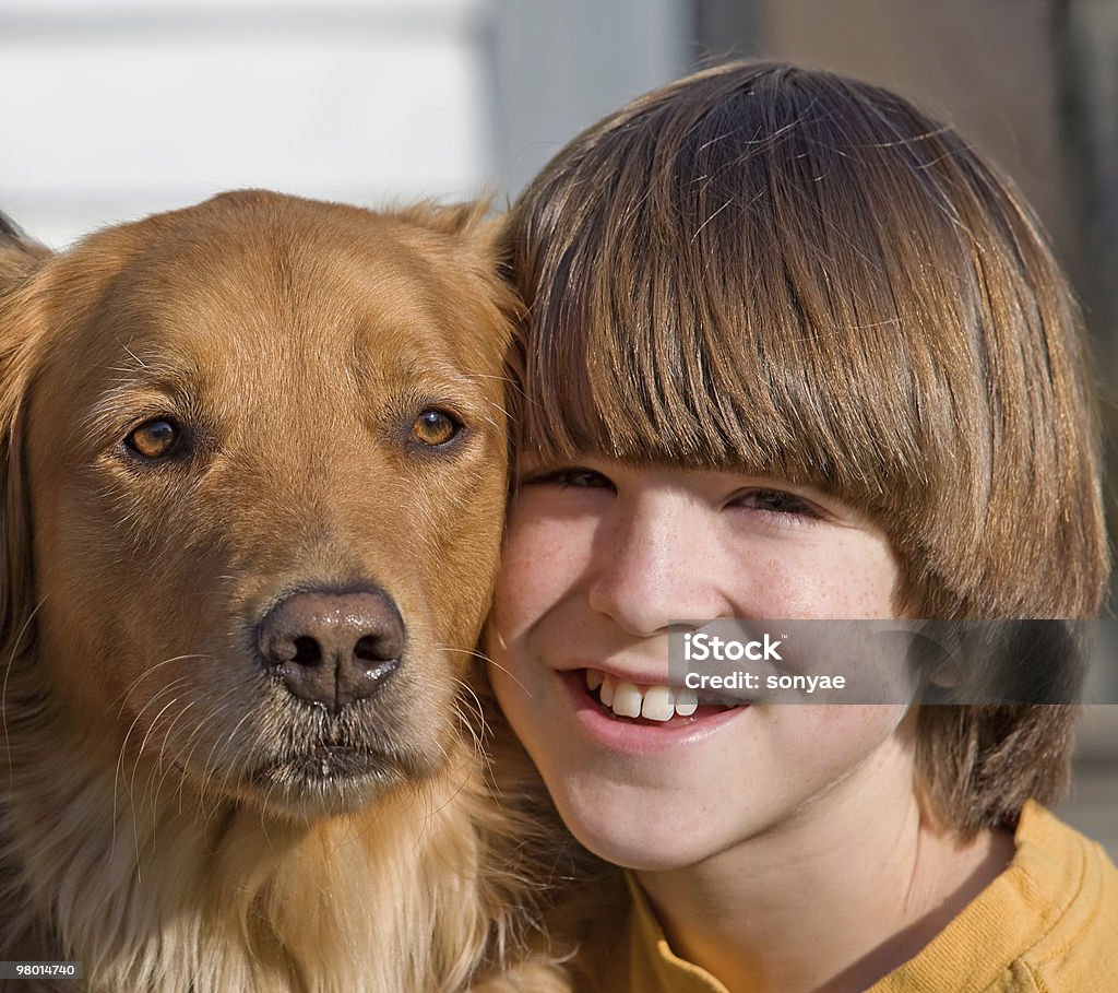 Portrait of Boy and Dog  Dog Stock Photo