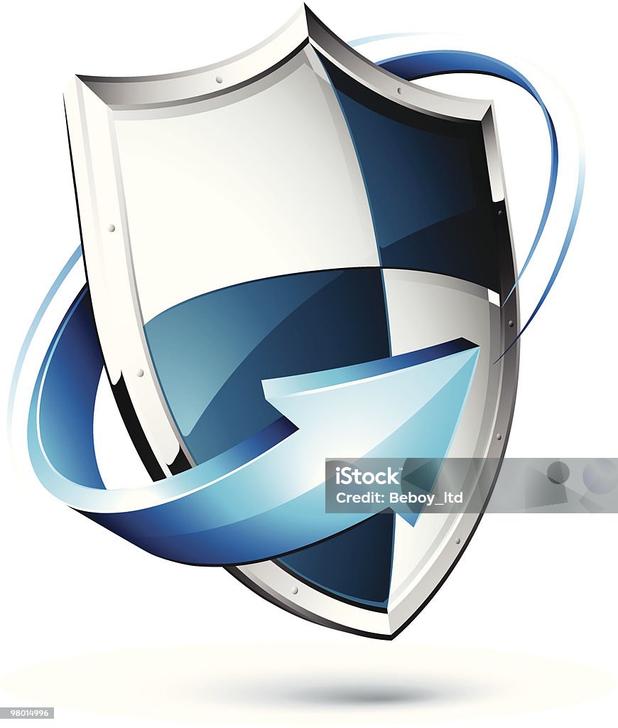 Shield conceito de proteção - Vetor de Azul royalty-free