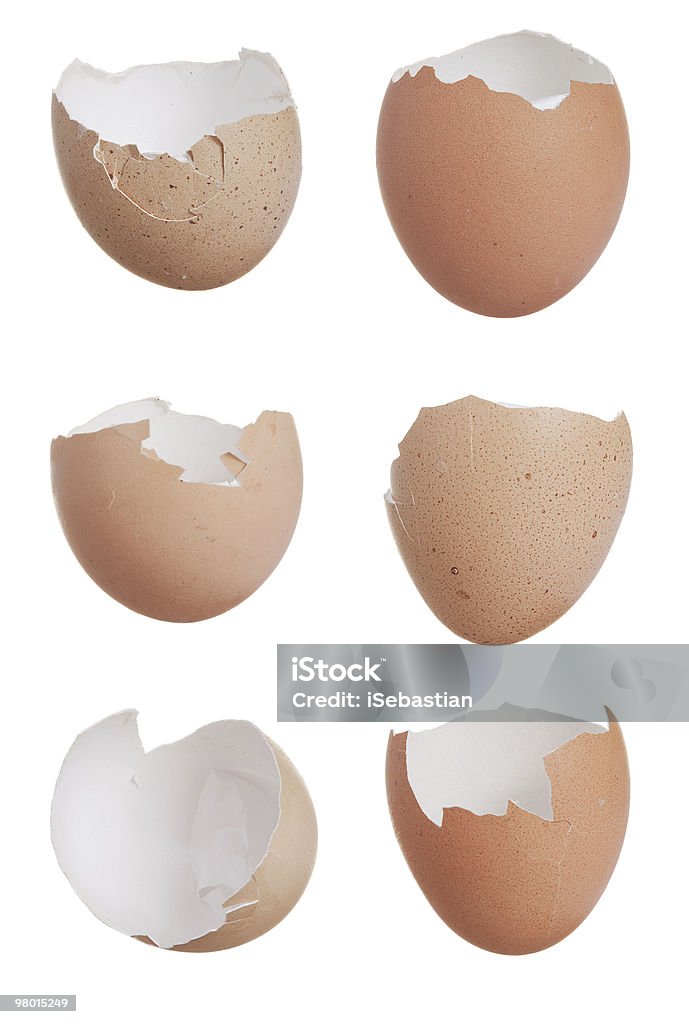 Seis broken egg conchas - Foto de stock de Casca de ovo royalty-free