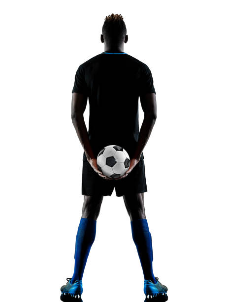 istock one african soccer player man isolated white background silhouet 980175166