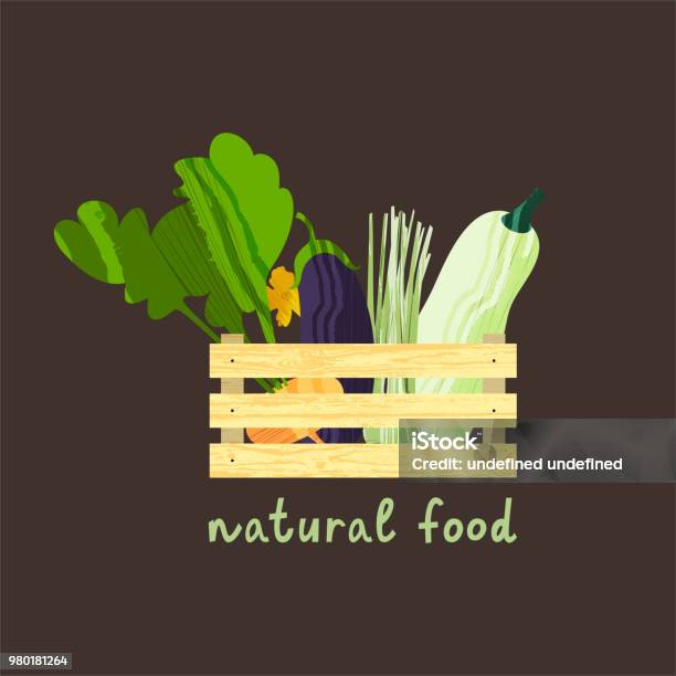 Set Of Vegetables In Wooden Box Stock Illustration - Download Image Now - Agriculture, Brassica rapa, Concepts