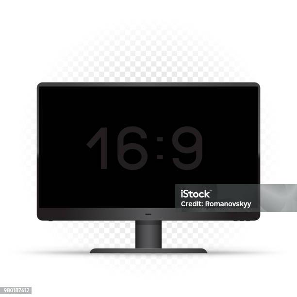 Monitor Pc Hitam Monitor Komputer Hitam 16 Hingga 9 Ilustrasi Stok - Unduh Gambar ...